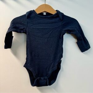 Baby Mori Ribbed Long Sleeve Bodysuit | Navy | 0-3mos